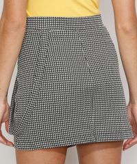 Saia-Feminina-Curta-Estampada-Pied-de-Poule-com-Sobreposicao-e-Faixa-Preta-9977360-Preto_2
