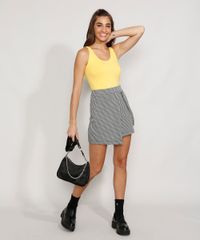 Saia-Feminina-Curta-Estampada-Pied-de-Poule-com-Sobreposicao-e-Faixa-Preta-9977360-Preto_3