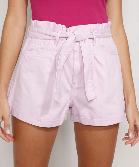 Short-de-Sarja-Feminino-Clochard-Cintura-Super-Alta-com-Faixa-para-Amarrar-Lilas-9976280-Lilas_1