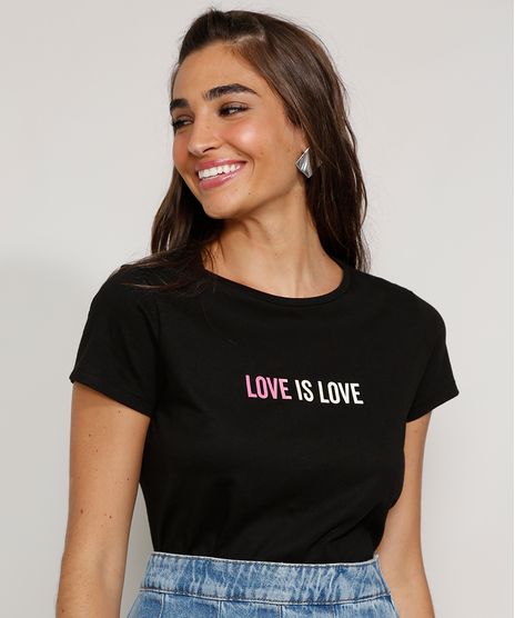 Camiseta-Feminina-Manga-Curta--Love-is-Love--Decote-Redondo-Preta-9981913-Preto_1