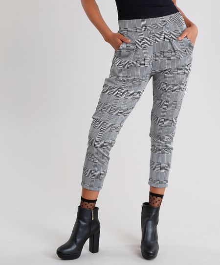 Calca-Feminina-Xadrez-Cintura-Alta-com-Bolsos-Preta-9157097-Preto_1 Calca-Feminina-Xadrez-Cintura-Alta-com-Bolsos-Preta-9157097-Preto_1