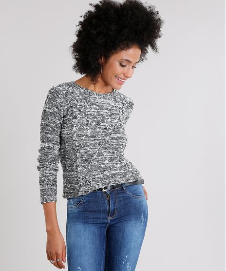 Sueter-Feminino-em-Trico-Mescla-Manga-Longa-Decote-Redondo-Preto-8887724-Preto_1