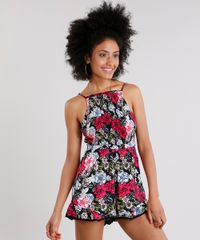 Macaquinho-Feminino-Estampado-Floral-com-Renda-na-Barra-Alca-Fina--Preto-8903749-Preto_1