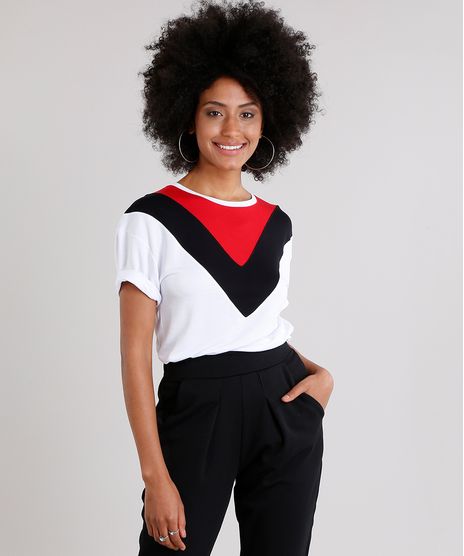 Blusa-Feminina-com-Recortes-Contrastantes-Manga-Curta-Decote-Redondo-Branca-9186642-Branco_1