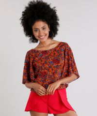 Blusa-Feminina-com-Manga-Morcego-Estampada-Floral-Laranja-8900884-Laranja_1