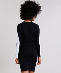 Vestido-Feminino-com-Listras-Laterais-Manga-Longa-Decote-Redondo-Preto-9154250-Preto_2
