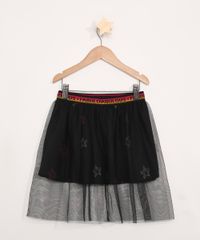 Saia-Infantil-de-Tule-Estampada-de-Estrelas-Preta-9980693-Preto_2
