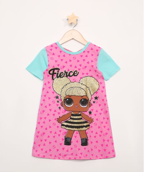 Camisola-Infantil-Manga-Curta-Lol-Surprise-com-Glitter-Rosa-9976928-Rosa_1