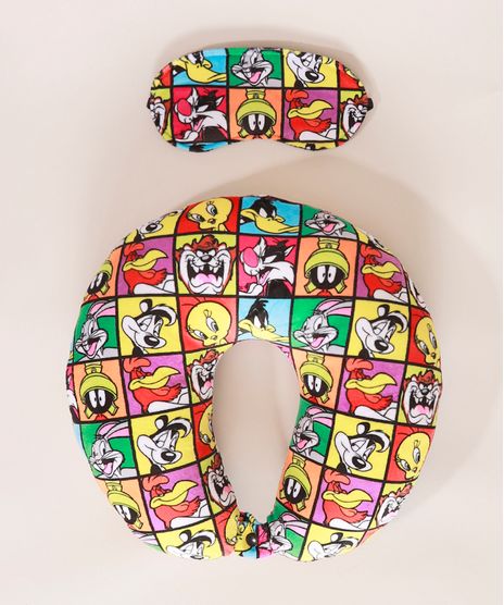 Kit-de-Apoio-de-Pescoco-Estampado-Looney-Tunes---Tapa-Olho-Multicor-9981127-Multicor_1