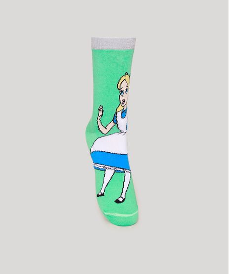 Meia-Feminina-Cano-Alto-Alice-No-Pais-Das-Maravilhas-Verde-9977266-Verde_1