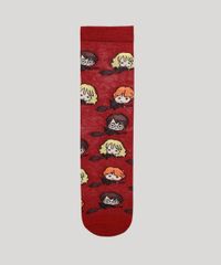 Meia-Feminina-Cano-Alto-Estampada-Harry-Potter-Vinho-9977767-Vinho_2
