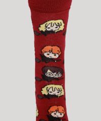 Meia-Feminina-Cano-Alto-Estampada-Harry-Potter-Vinho-9977767-Vinho_4