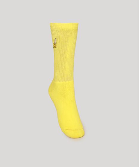 Meia-Feminina-Cano-Alto-com-Bordado-de-Banana-Amarelo-9978321-Amarelo_1