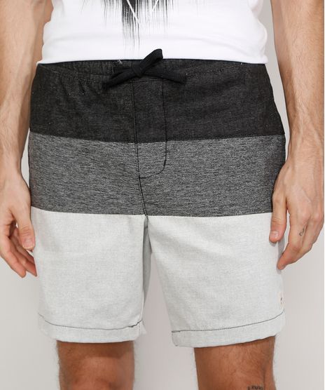 Bermuda-Masculina-de-Sarja-Reta-com-Recortes-e-Cordao-Cinza-Mescla-9967044-Cinza_Mescla_1