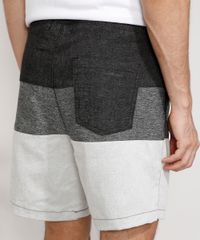 Bermuda-Masculina-de-Sarja-Reta-com-Recortes-e-Cordao-Cinza-Mescla-9967044-Cinza_Mescla_2