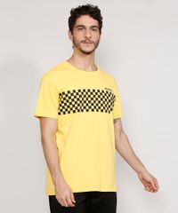 Camiseta-Masculina-Manga-Curta--Wild-Motors--com-Quadriculado-Gola-Careca-Amarela-9981273-Amarelo_1