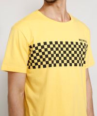 Camiseta-Masculina-Manga-Curta--Wild-Motors--com-Quadriculado-Gola-Careca-Amarela-9981273-Amarelo_6