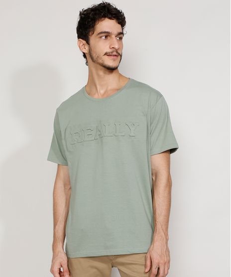 Camiseta-Masculina-Manga-Curta--Really--em-Relevo-Gola-Careca-Verde-Claro-9981863-Verde_Claro_1