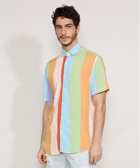 Camisa-Masculina-Tradicional-Listrada-Manga-Curta-Multicor-9982355-Multicor_1