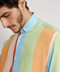 Camisa-Masculina-Tradicional-Listrada-Manga-Curta-Multicor-9982355-Multicor_2