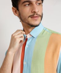 Camisa-Masculina-Tradicional-Listrada-Manga-Curta-Multicor-9982355-Multicor_5