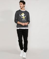 Blusa-de-Moletom-Masculina-Charlie-Brown-Snoopy-Gola-Careca-Cinza-Mescla-Escuro-9976507-Cinza_Mescla_Escuro_3