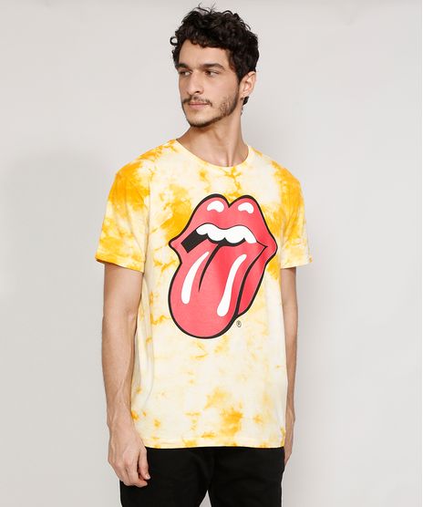 Camiseta-Masculina-Estampada-Manga-Curta-Tie-Dye-da-Banda-The-Rolling-Stones-Gola-Careca-Amarela-9976898-Amarelo_1