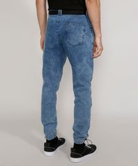 Calca-Jeans-Masculina-Jogger-Slim-Marmorizada-com-Cinto-e-Bolso-de-Ziper-Azul-Medio-9981200-Azul_Medio_2