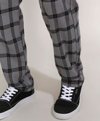 Calca-de-Flanela-Masculina-Reta-Estampada-Xadrez-com-Bolsos-Chumbo-9984638-Chumbo_6