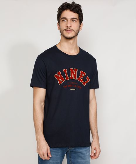 Camiseta-Masculina-Manga-Curta--Nine7--Flocada-Gola-Careca-Azul-Marinho-9981873-Azul_Marinho_1