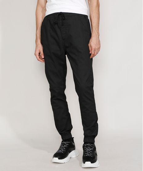 Calca-de-Sarja-Masculina-Jogger-Skinny-Estampada-Mini-Print-com-Cordao-Preta-9962115-Preto_1