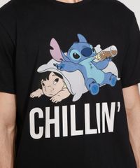 Camiseta-Masculina-Manga-Curta-Lilo-e-Stitch--Chillin---Gola-Careca-Preta-9975516-Preto_2