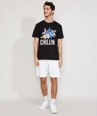 Camiseta-Masculina-Manga-Curta-Lilo-e-Stitch--Chillin---Gola-Careca-Preta-9975516-Preto_3