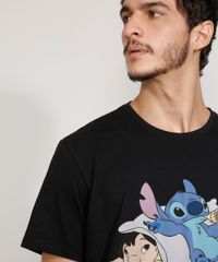 Camiseta-Masculina-Manga-Curta-Lilo-e-Stitch--Chillin---Gola-Careca-Preta-9975516-Preto_5