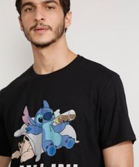 Camiseta-Masculina-Manga-Curta-Lilo-e-Stitch--Chillin---Gola-Careca-Preta-9975516-Preto_6
