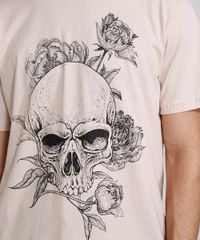 Camiseta-Masculina-Manga-Curta-Caveira-com-Flores-Gola-Careca-Rosa-Claro-9981269-Rosa_Claro_2