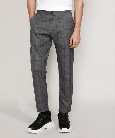 Calca-Masculina-Alfaiataria-Slim-Cropped-Estampada-Xadrez-Cinza-Mescla-Escuro-9981535-Cinza_Mescla_Escuro_1