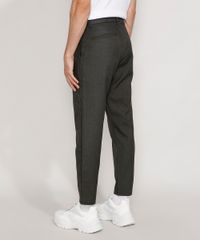 Calça de Alfaiataria Masculina Cropped Preta Costas