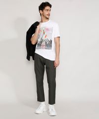 Calça de Alfaiataria Masculina Cropped Preta Corpo Inteiro