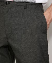 Calça de Alfaiataria Masculina Cropped Preta Detalhe Lateral
