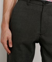 Calça de Alfaiataria Masculina Cropped Preta Detalhe Bolso