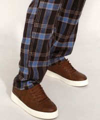 Calca-de-Flanela-Masculina-Reta-Estampada-Xadrez-com-Bolsos-Preta-9984637-Preto_6
