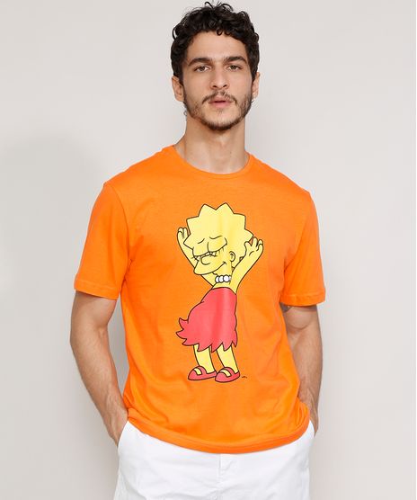 Camiseta-Masculina-Manga-Curta-Lisa-Simpson-Dancando-Gola-Careca-Laranja-9985893-Laranja_1