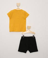 Conjunto-Infantil-de-Camiseta-Manga-Curta-Simba-Mostarda---Bermuda-de-Moletom-com-Bolsos-Preto-9975701-Preto_4