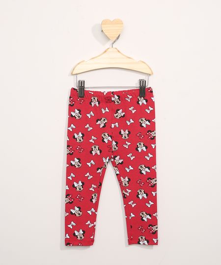 Calça Legging Infantil Estampada Minnie Vermelha - 3 Menor preço em Calça Legging Infantil Estampada Minnie Vermelha - 3