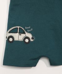 Conjunto-Infantil-de-Camiseta-Manga-Curta-Cinza-Mescla---Jardineira-de-Moletom-com-Bolsos-Verde-Escuro-9967602-Verde_Escuro_5