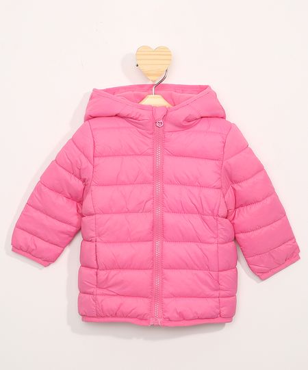 Jaqueta-Puffer-de-Nylon-Infantil-com-Bolsos-Rosa-9966643-Rosa_1