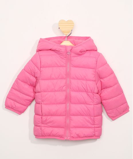 Jaqueta-Puffer-de-Nylon-Infantil-com-Bolsos-Rosa-9966643-Rosa_1
