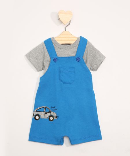 Conjunto-Infantil-de-Camiseta-Manga-Curta-Cinza-Mescla---Jardineira-de-Moletom-Carrinho-com-Bolsos-Azul-9967602-Azul_1