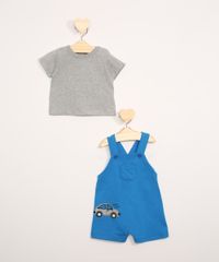 Conjunto-Infantil-de-Camiseta-Manga-Curta-Cinza-Mescla---Jardineira-de-Moletom-Carrinho-com-Bolsos-Azul-9967602-Azul_3
